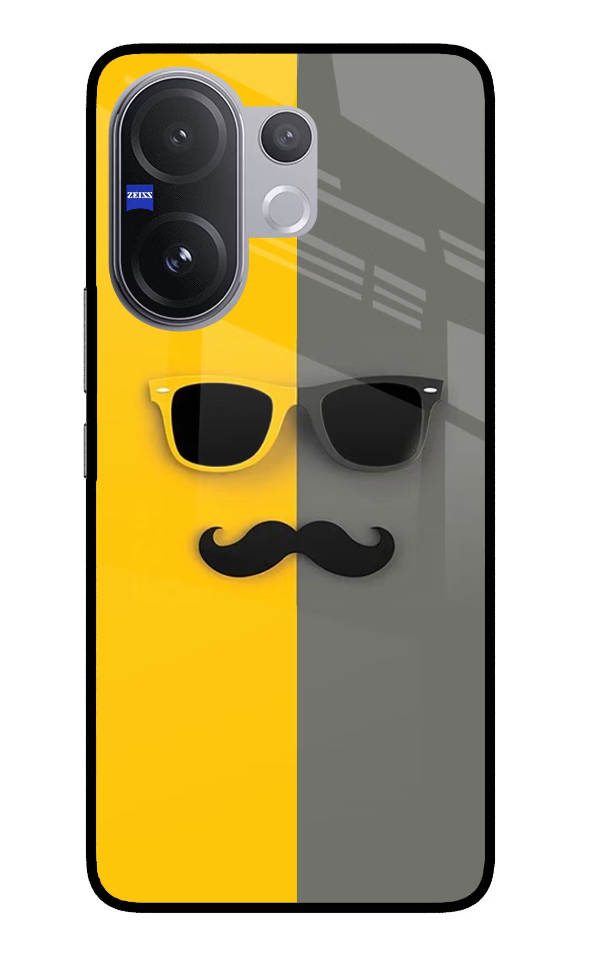 Sunglasses with Mustache Vivo V60 5G Glass Case Back Cover by Casekaro