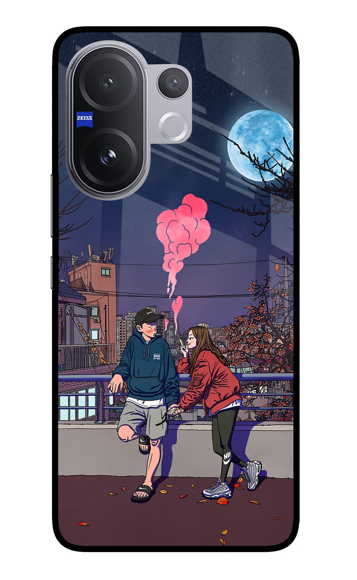 Chilling Couple Vivo V60 5G Glass Case Back Cover by Casekaro