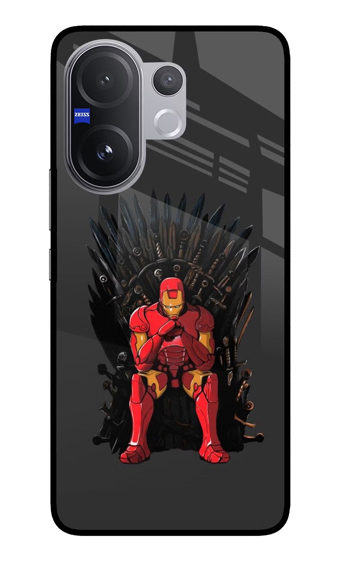 Ironman Throne Vivo V60 5G Glass Case Back Cover by Casekaro