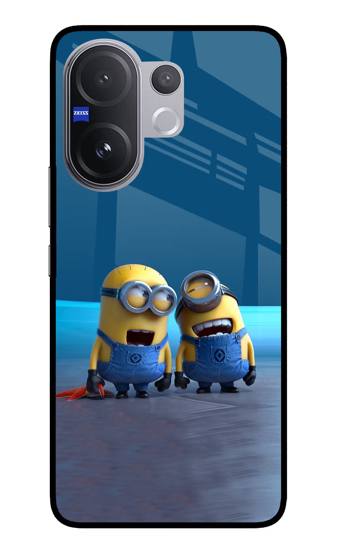 Minion Laughing Vivo V60 5G Glass Case Back Cover by Casekaro