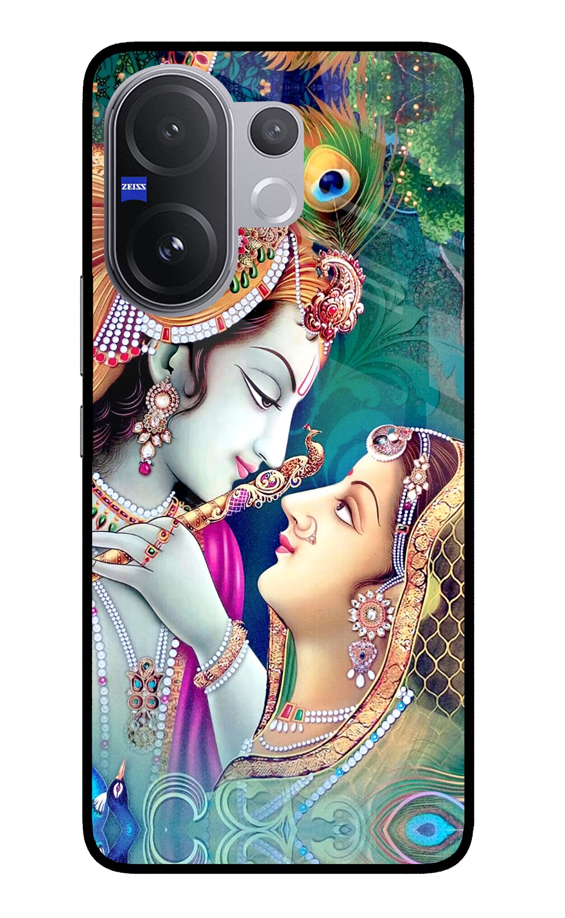 Lord Radha Krishna Vivo V60 5G Glass Case Back Cover by Casekaro