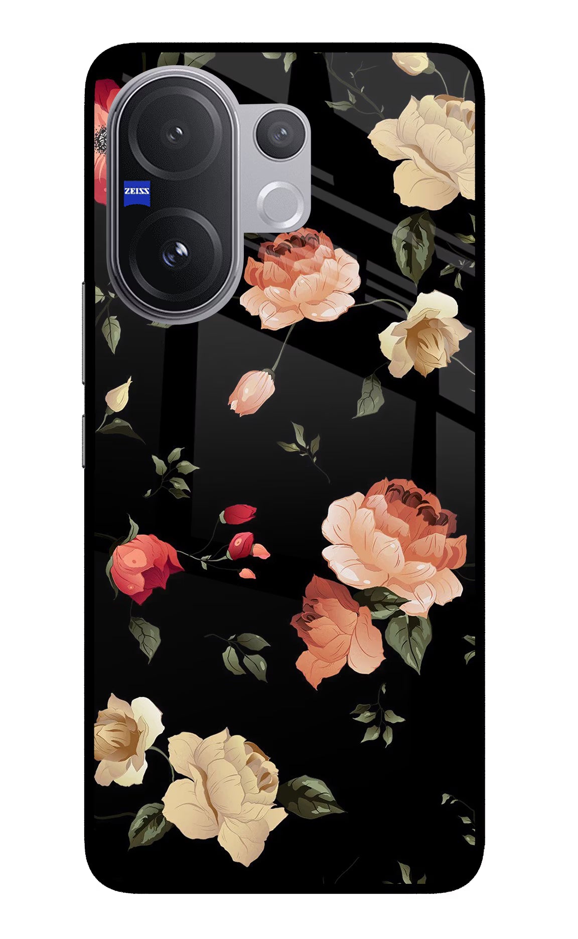 Flowers Vivo V60 5G Glass Case Back Cover by Casekaro