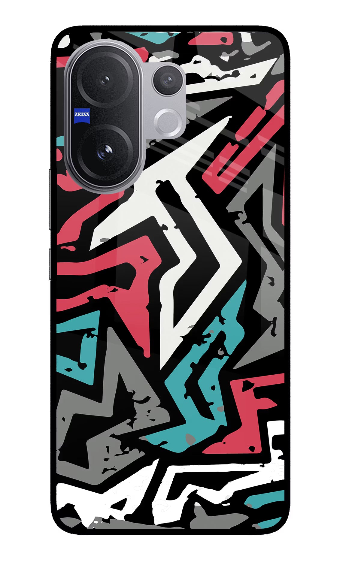 Geometric Graffiti Vivo V60 5G Glass Case Back Cover by Casekaro