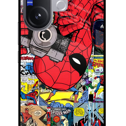 Spider Man Vivo V60 5G Glass Case Back Cover by Casekaro