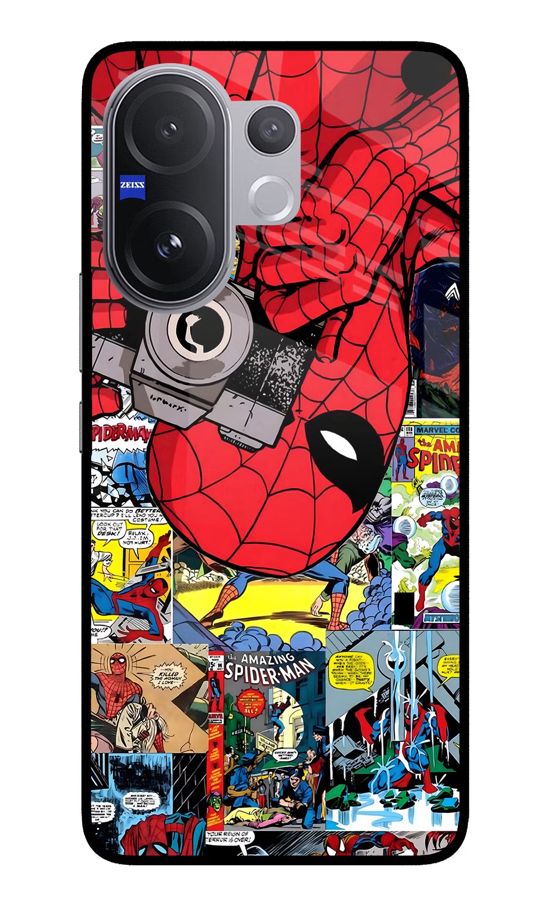 Spider Man Vivo V60 5G Glass Case Back Cover by Casekaro