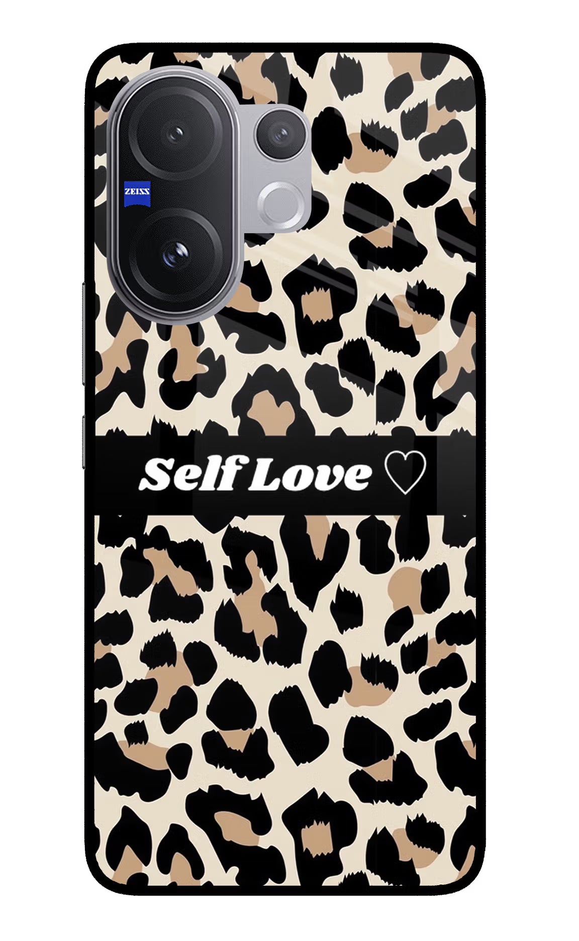Leopard Print Self Love Vivo V60 5G Glass Case Back Cover by Casekaro