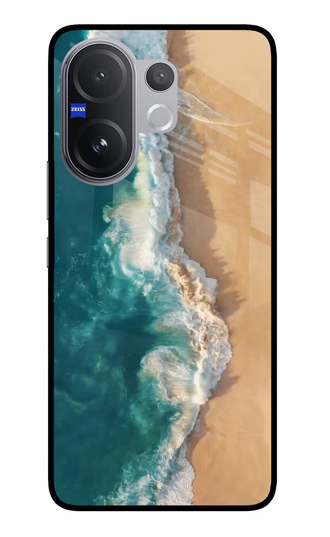 Ocean Beach Vivo V60 5G Glass Case Back Cover by Casekaro