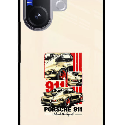Classic Porsche 911 Vivo V60 5G Glass Case Back Cover by Casekaro