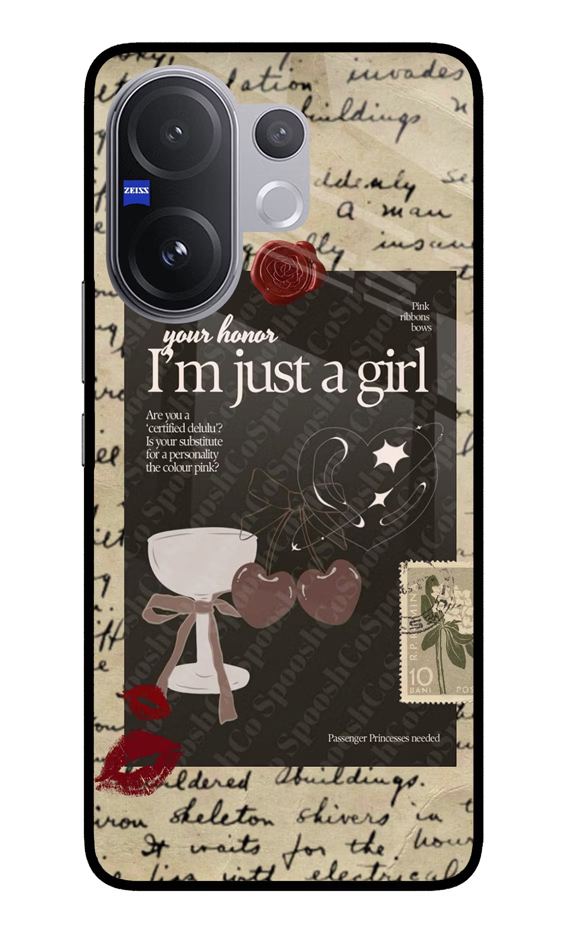 I am just a girl Vivo V60 5G Glass Case Back Cover by Casekaro