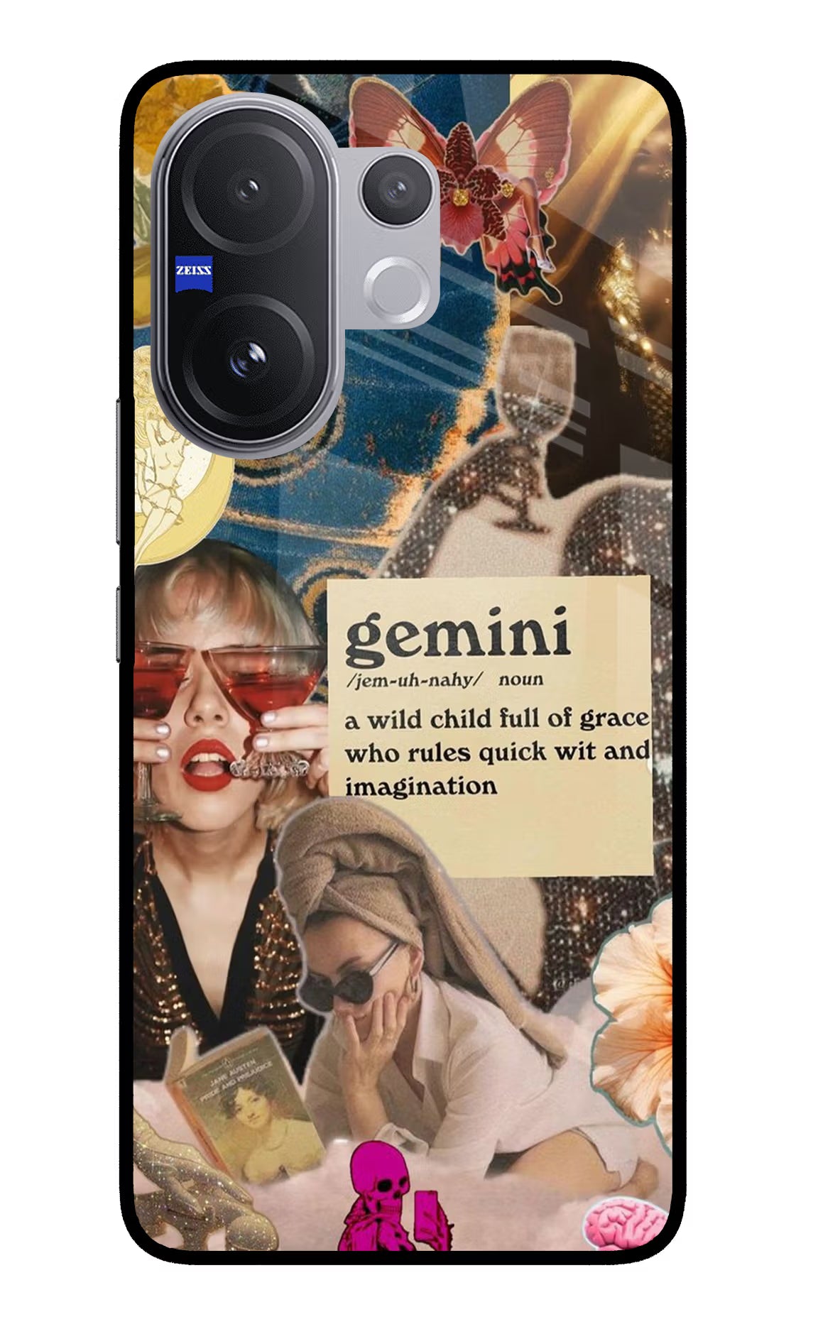 Gemini Zodiac Vivo V60 5G Glass Case Back Cover by Casekaro