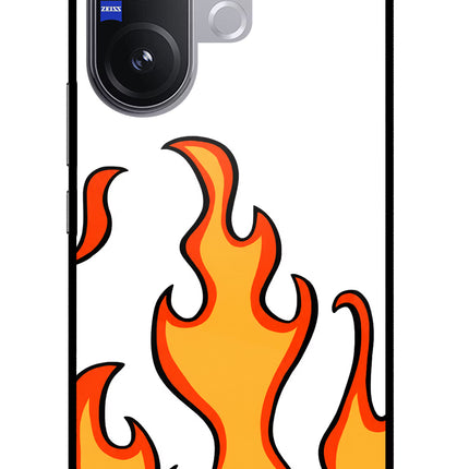 Fired Up – White Vivo V60 5G Glass Case Back Cover by Casekaro