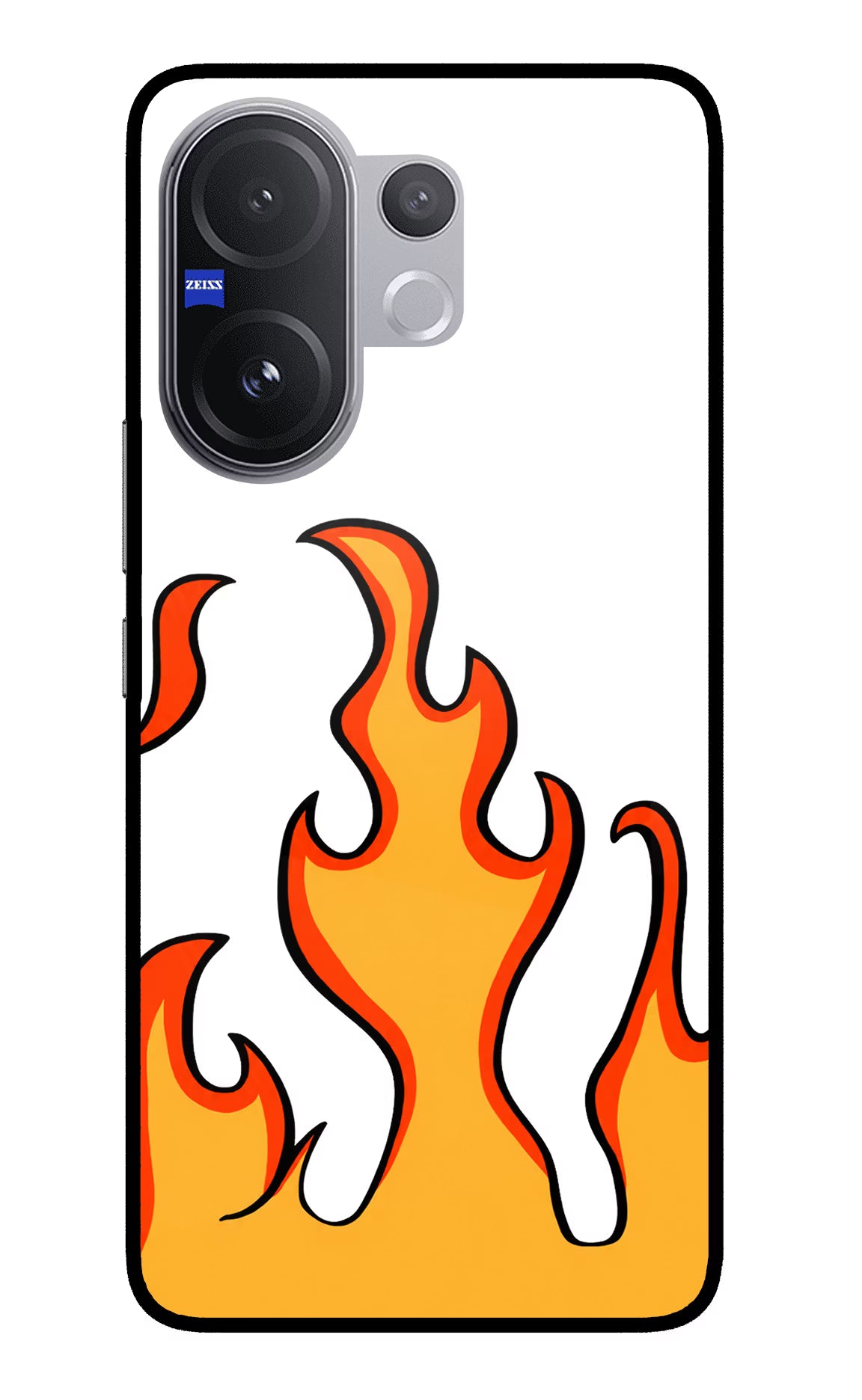 Fired Up – White Vivo V60 5G Glass Case Back Cover by Casekaro