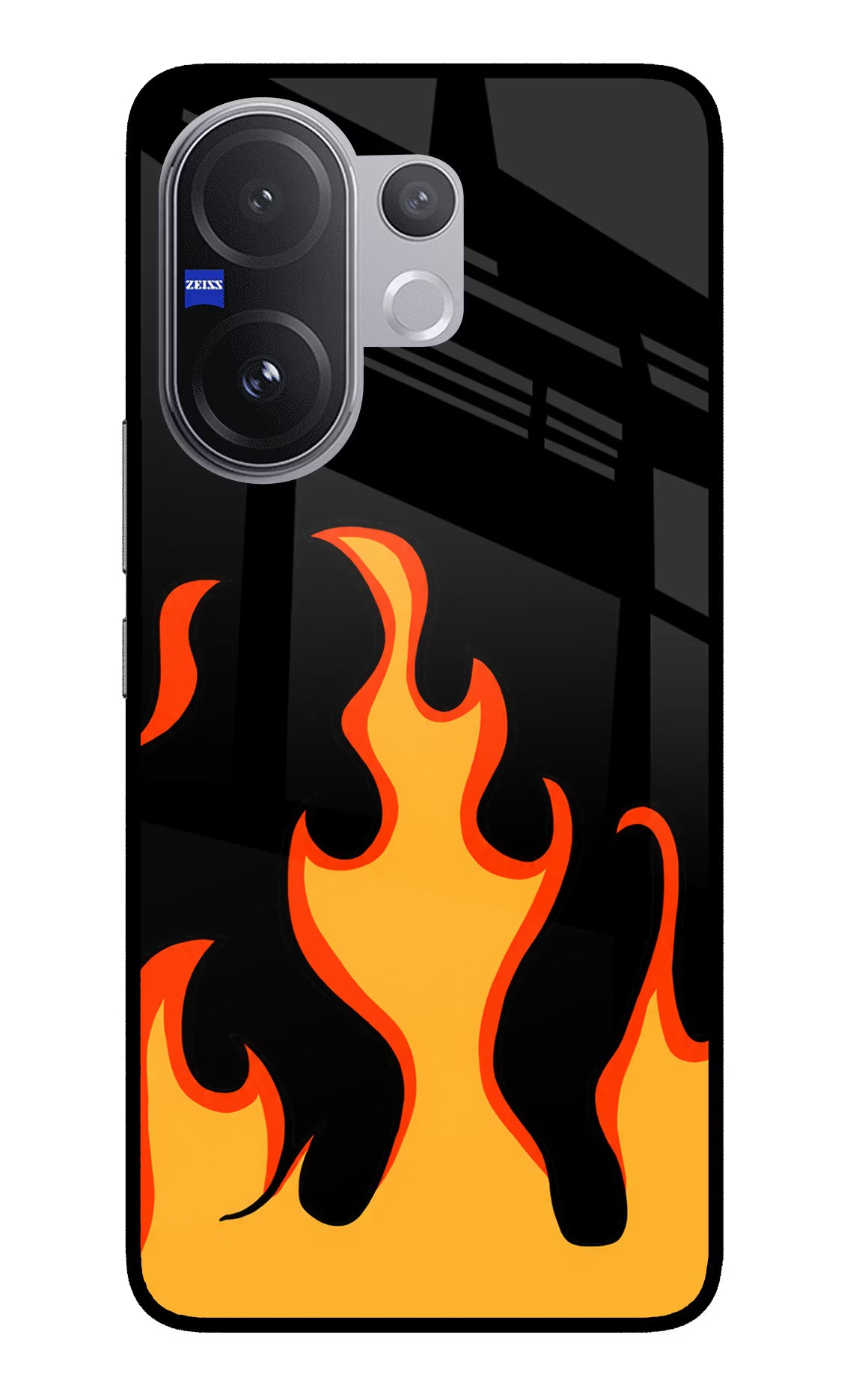Fired Up – Black Vivo V60 5G Glass Case Back Cover by Casekaro
