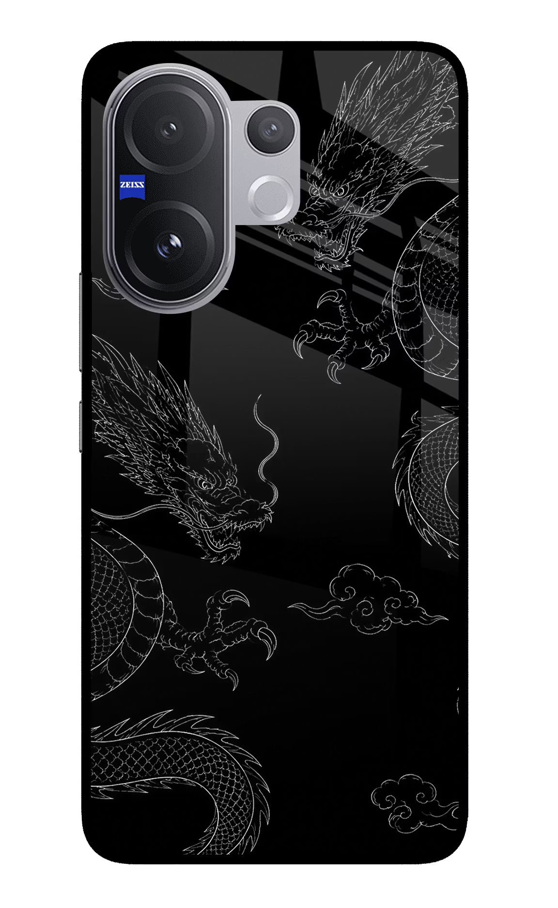 Twin Dragons Vivo V60 5G Glass Case Back Cover by Casekaro