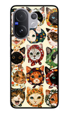 Cool Cat Vivo V60 5G Glass Case Back Cover by Casekaro