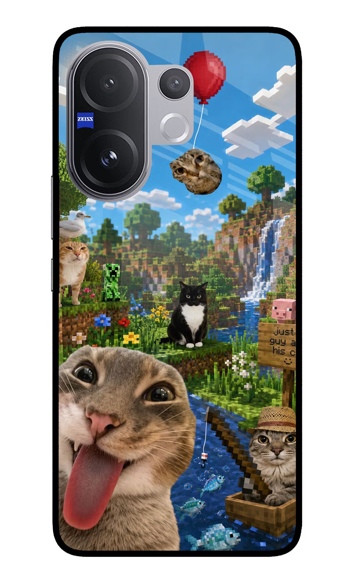 Minecraft Cat Chaos Vivo V60 5G Glass Case