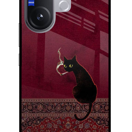 Midnight Cat Vivo V60 5G Glass Case