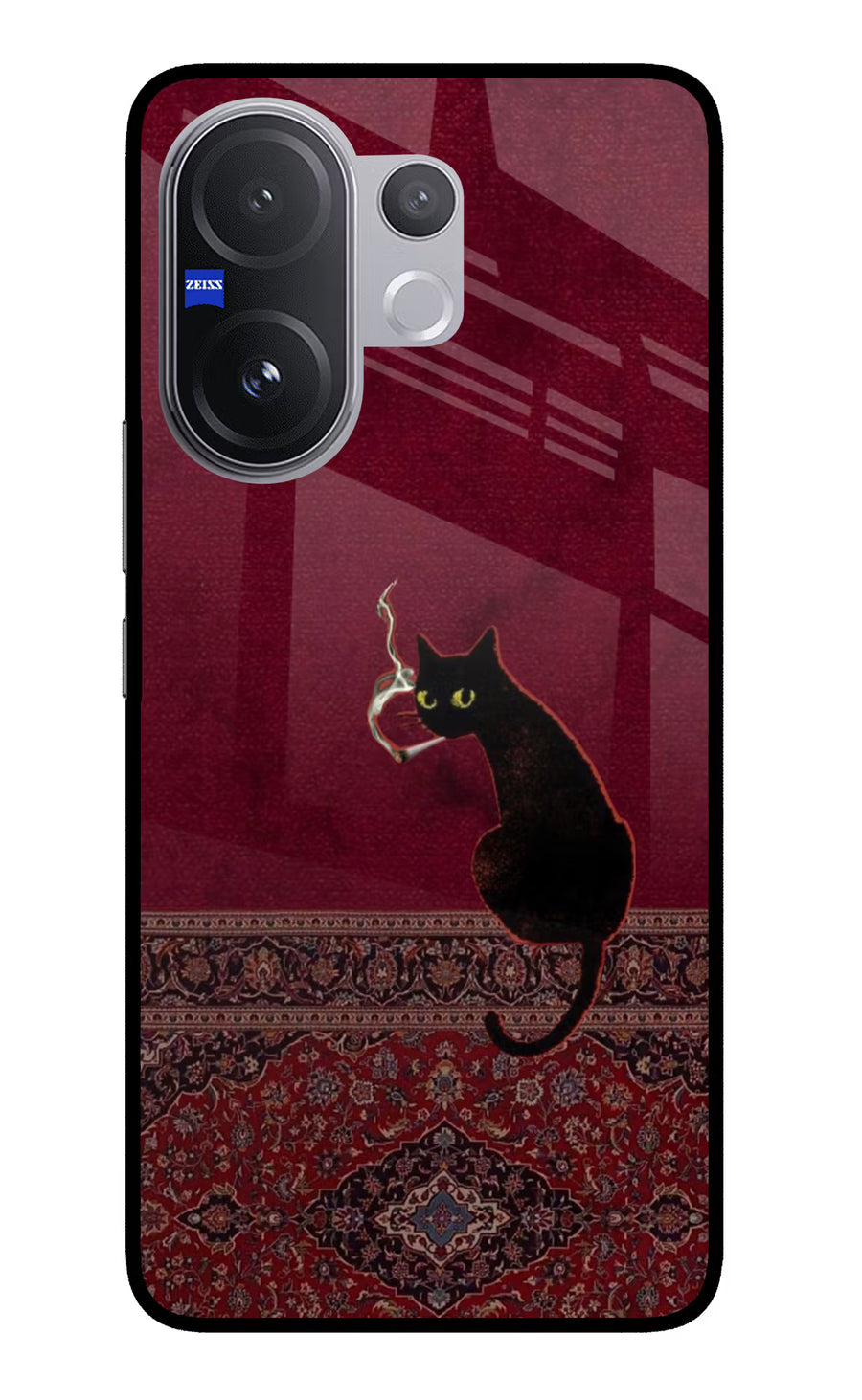 Midnight Cat Vivo V60 5G Back Cover, Glass case