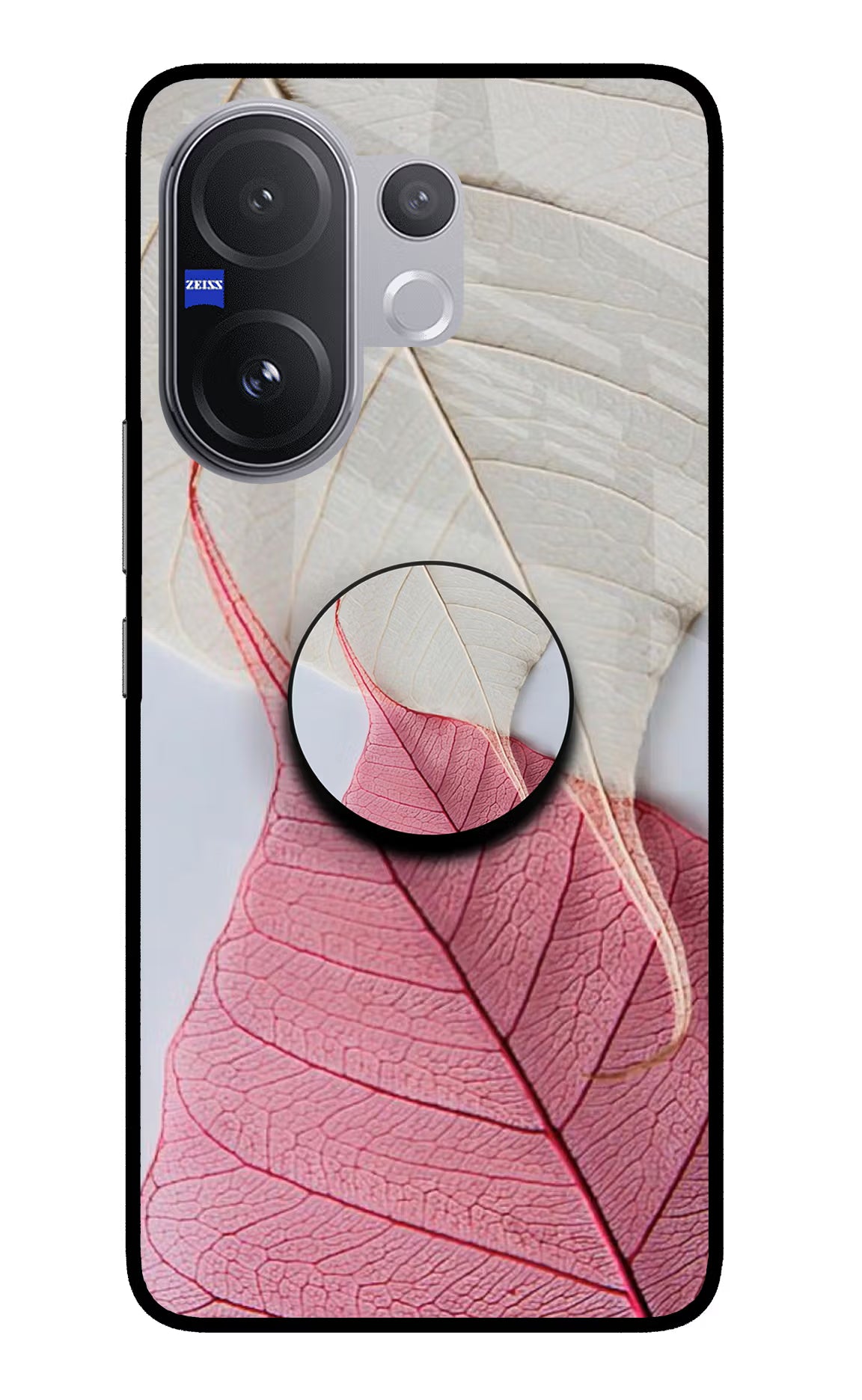 White Pink Leaf Vivo V60 5G Pop Case by Casekaro