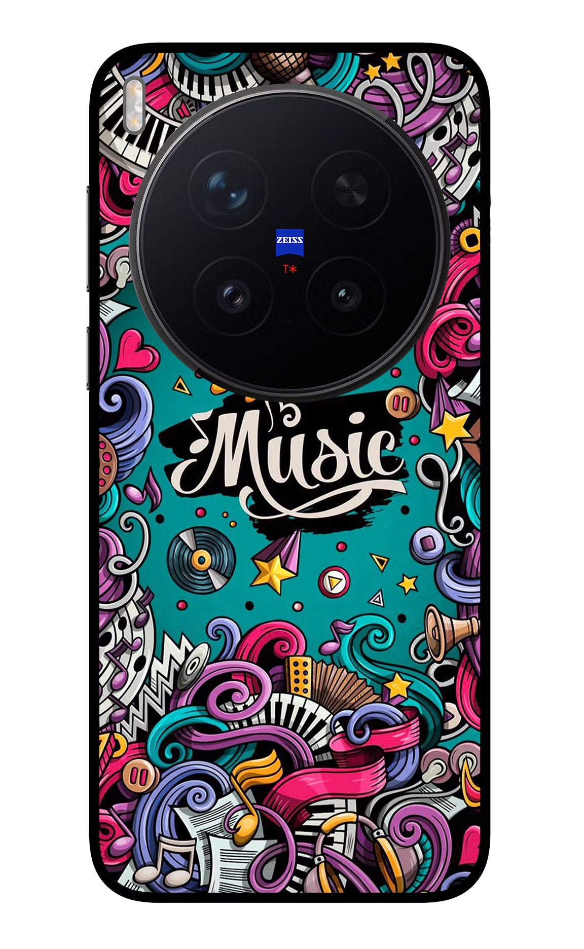 Music Graffiti Vivo X300 Pro Glass Case Back Cover by Casekaro