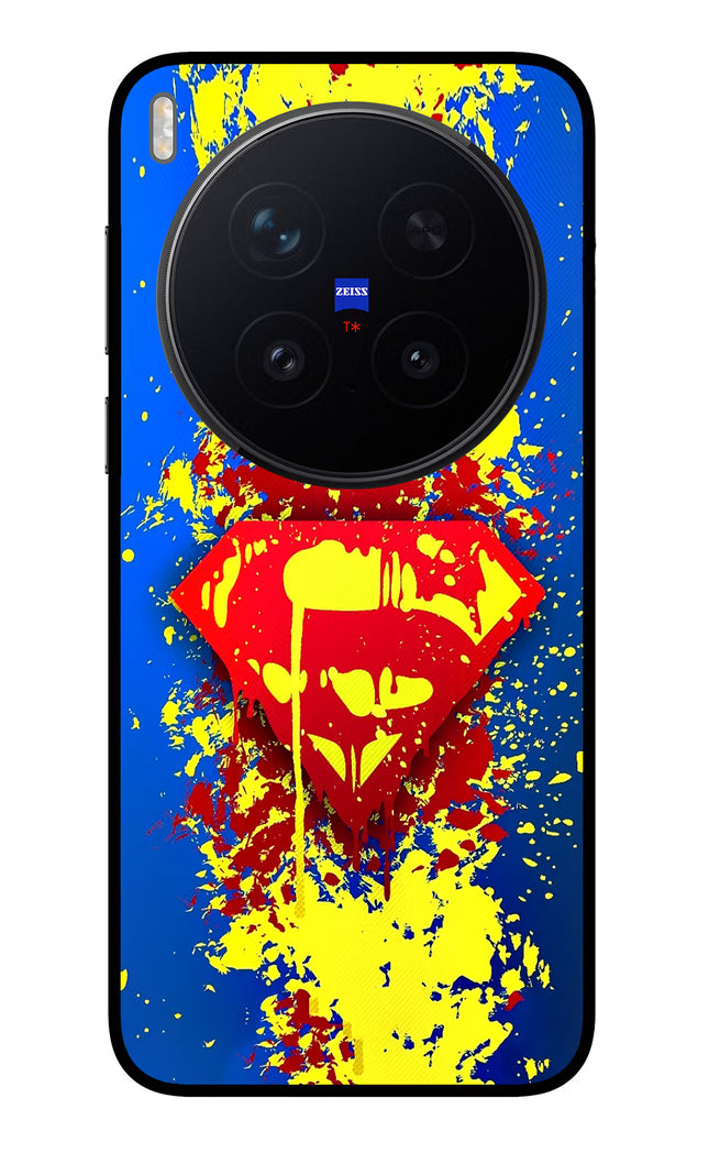 Superman logo Vivo X300 Pro Glass Case Back Cover by Casekaro