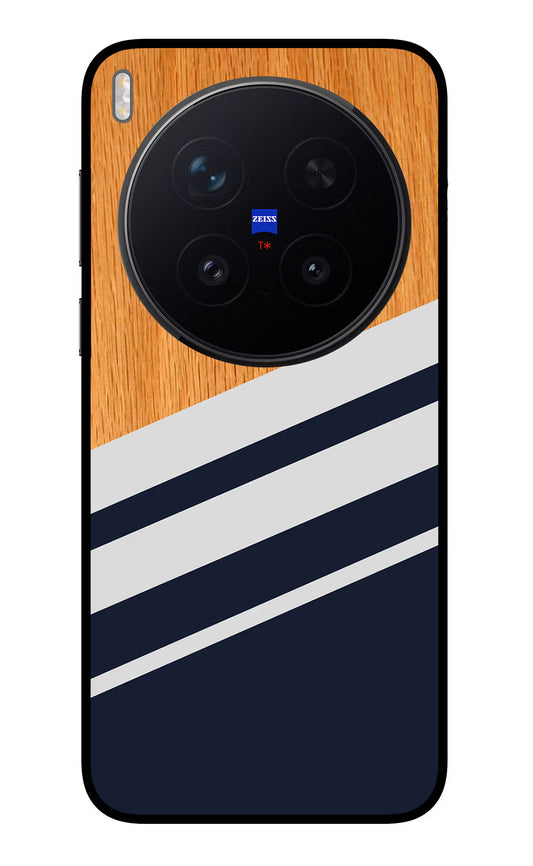 Blue and white wooden Vivo X300 Pro Glass Case
