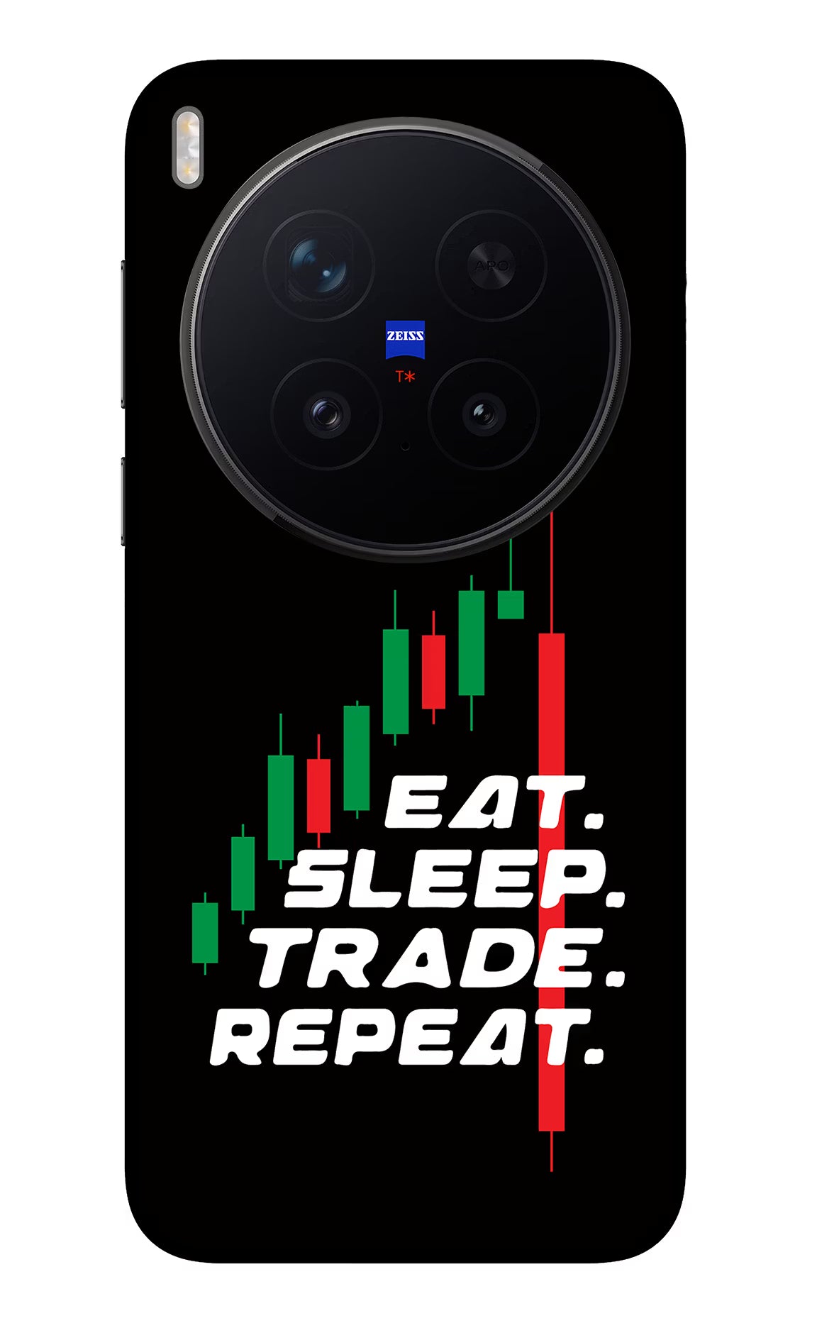 Eat Sleep Trade Repeat Vivo X300 Pro Glass Case Back Cover by Casekaro