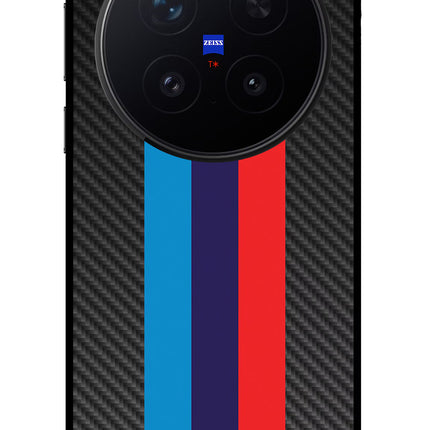 BMW Stripes Pattern Vivo X300 Pro Glass Case Back Cover by Casekaro
