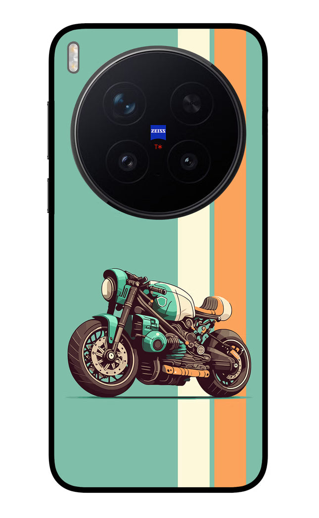 Striped Moto Drift Vivo X300 Pro Glass Case Back Cover by Casekaro
