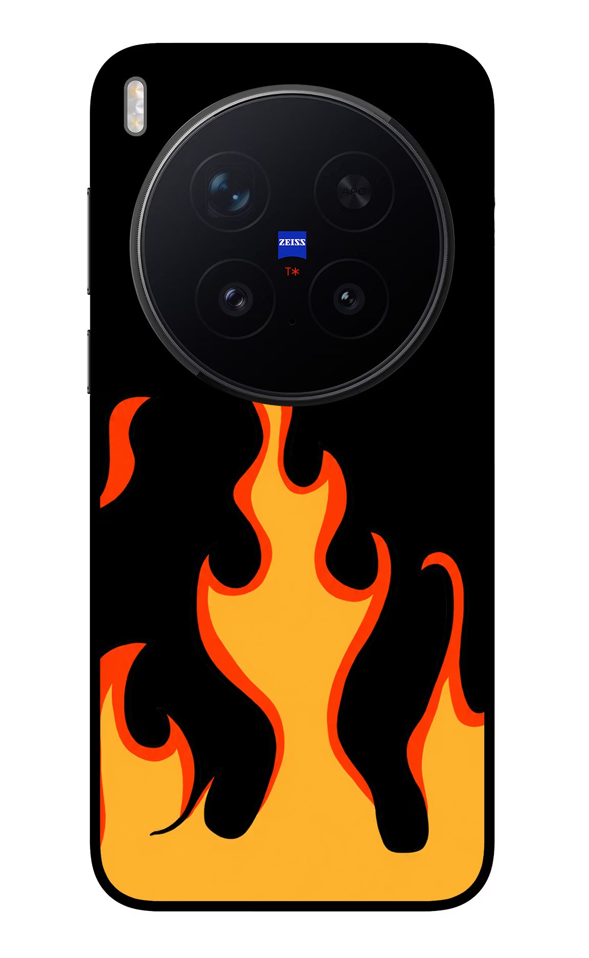 Fired Up – Black Vivo X300 Pro Glass Case Back Cover by Casekaro