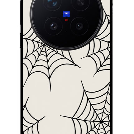 Spider Web Vivo X300 Pro Glass Case Back Cover by Casekaro