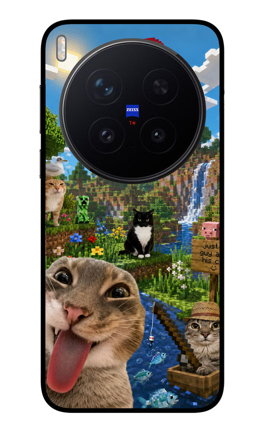 Minecraft Cat Chaos Vivo X300 Pro Glass Case