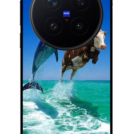Dolphin vs Cow Vivo X300 Pro Glass Case Back Cover by Casekaro