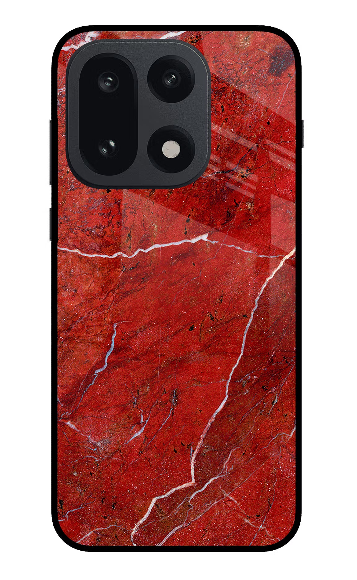 Red Marble Design OnePlus 15 Glass Case Back Cover by Casekaro