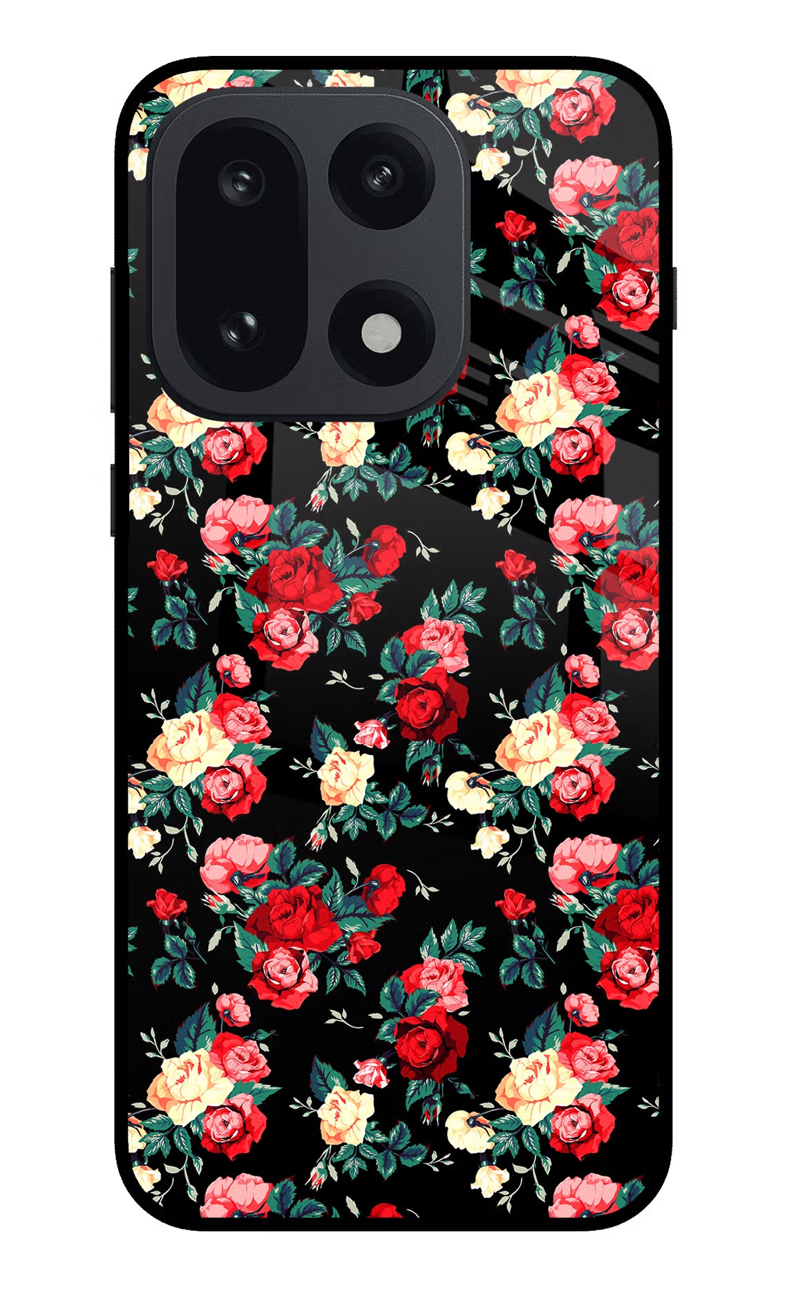 Rose Pattern OnePlus 15 Glass Case Back Cover by Casekaro