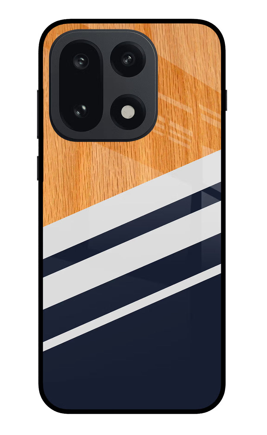 Blue and white wooden OnePlus 15 Back Cover, Glass case
