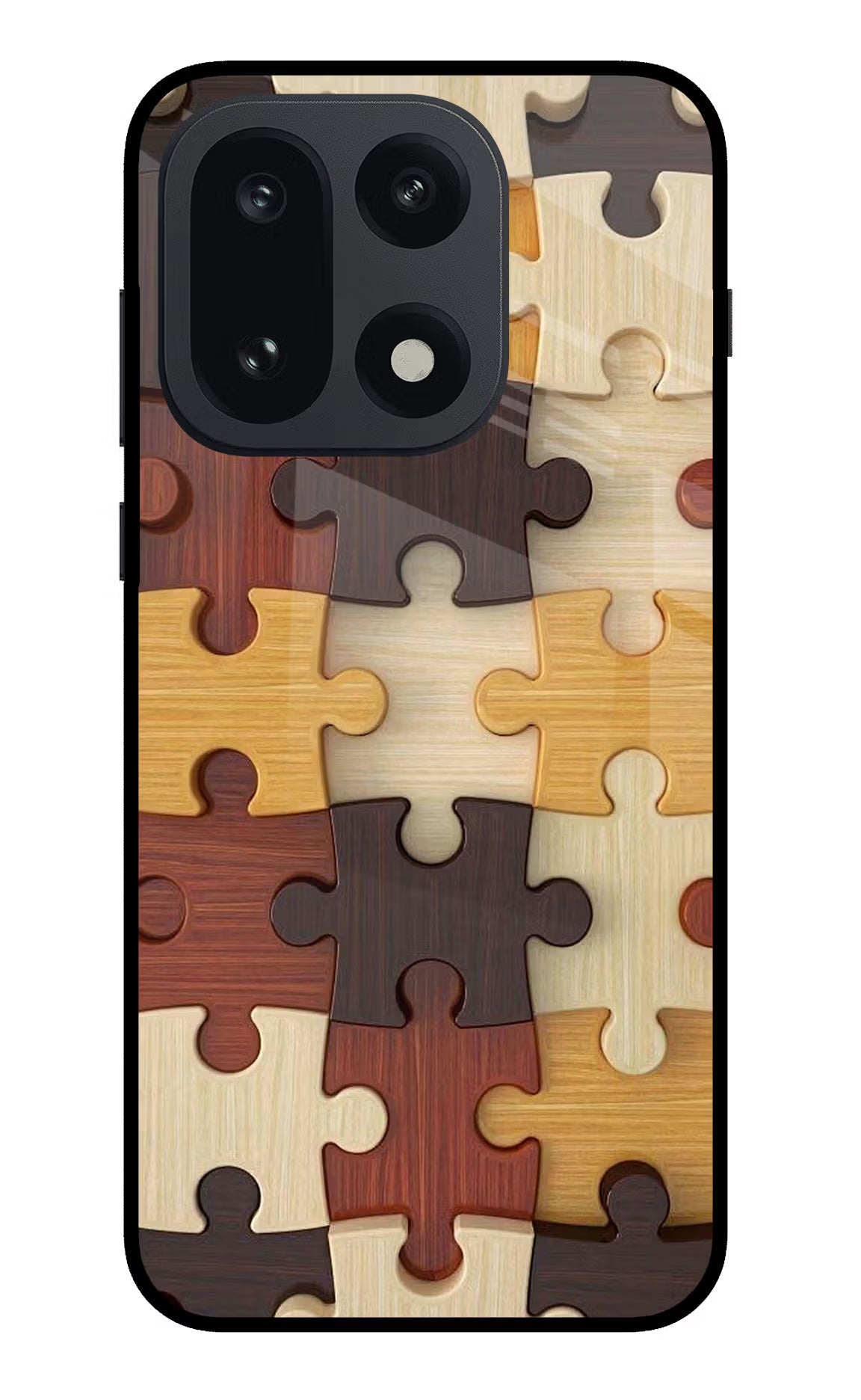 Wooden Puzzle OnePlus 15 Glass Case Back Cover by Casekaro