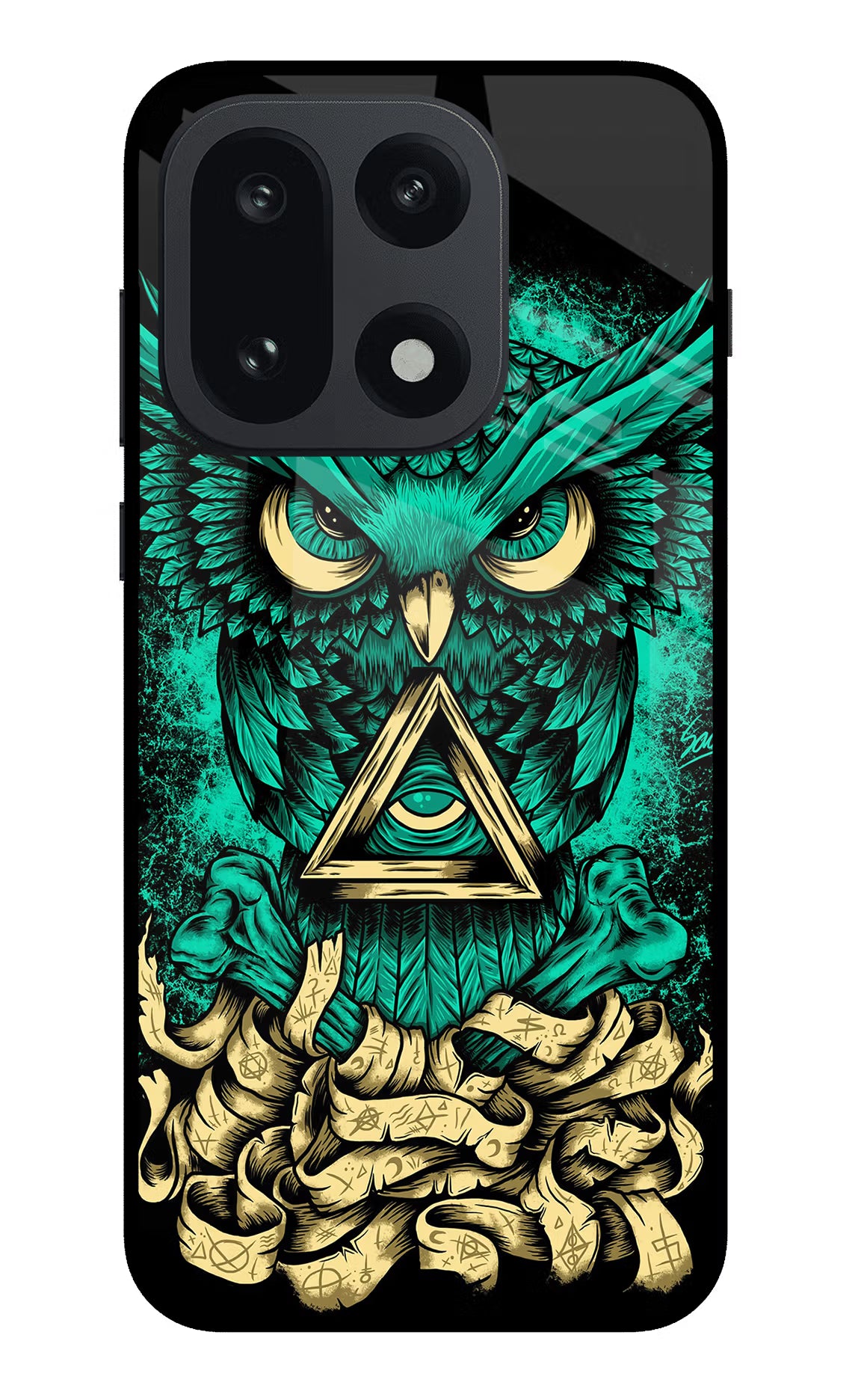 Green Owl OnePlus 15 Glass Case Back Cover by Casekaro