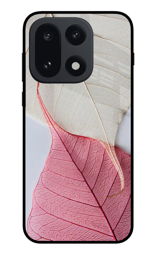 White Pink Leaf OnePlus 15 Glass Case