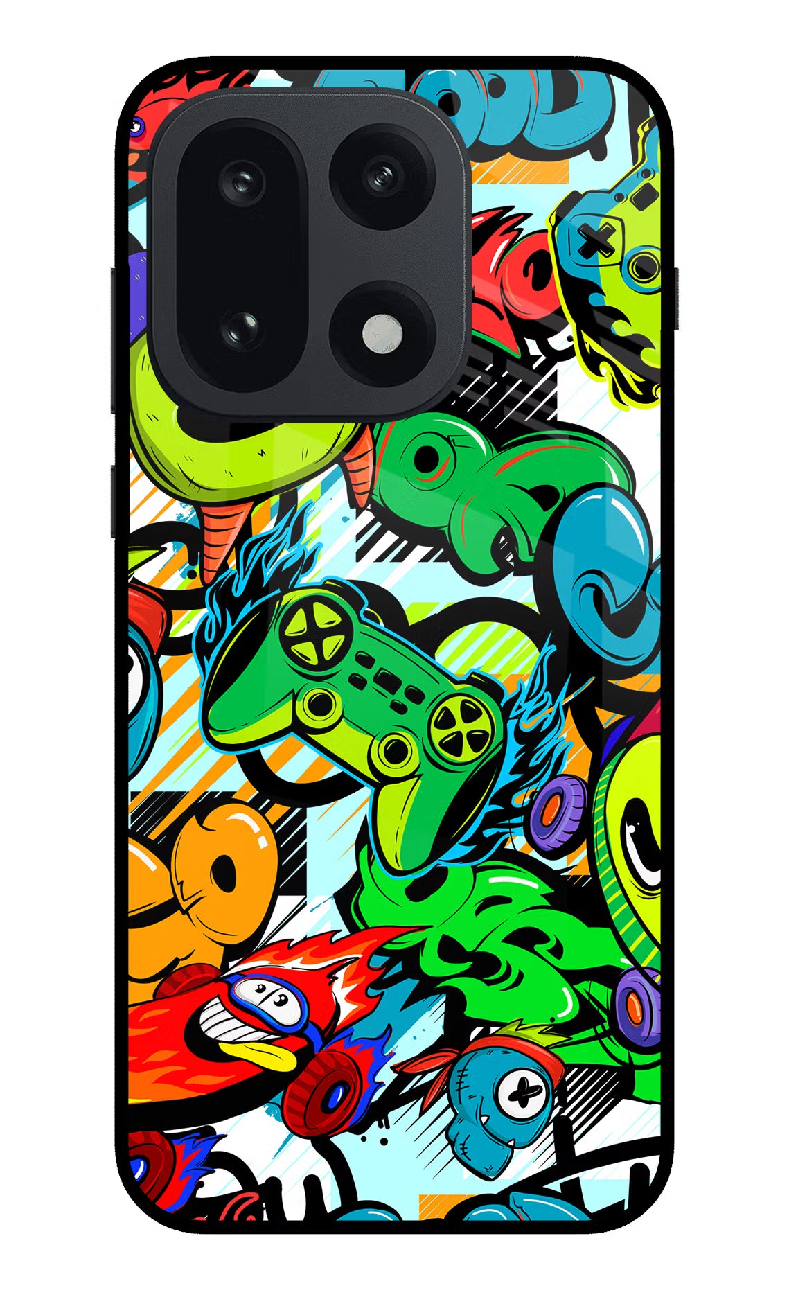 Game Doodle OnePlus 15 Glass Case Back Cover by Casekaro