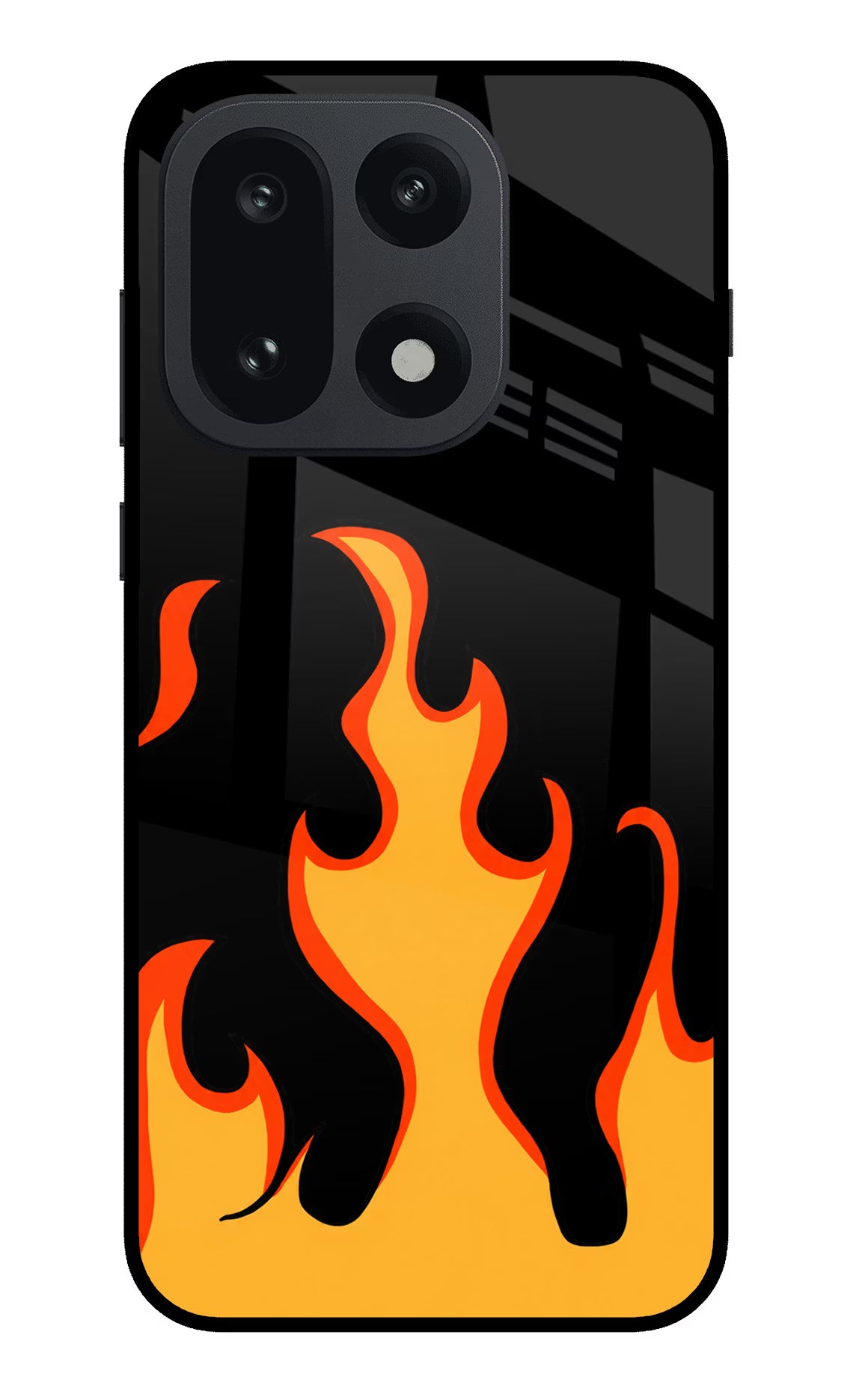 Fired Up – Black OnePlus 15 Glass Case Back Cover by Casekaro