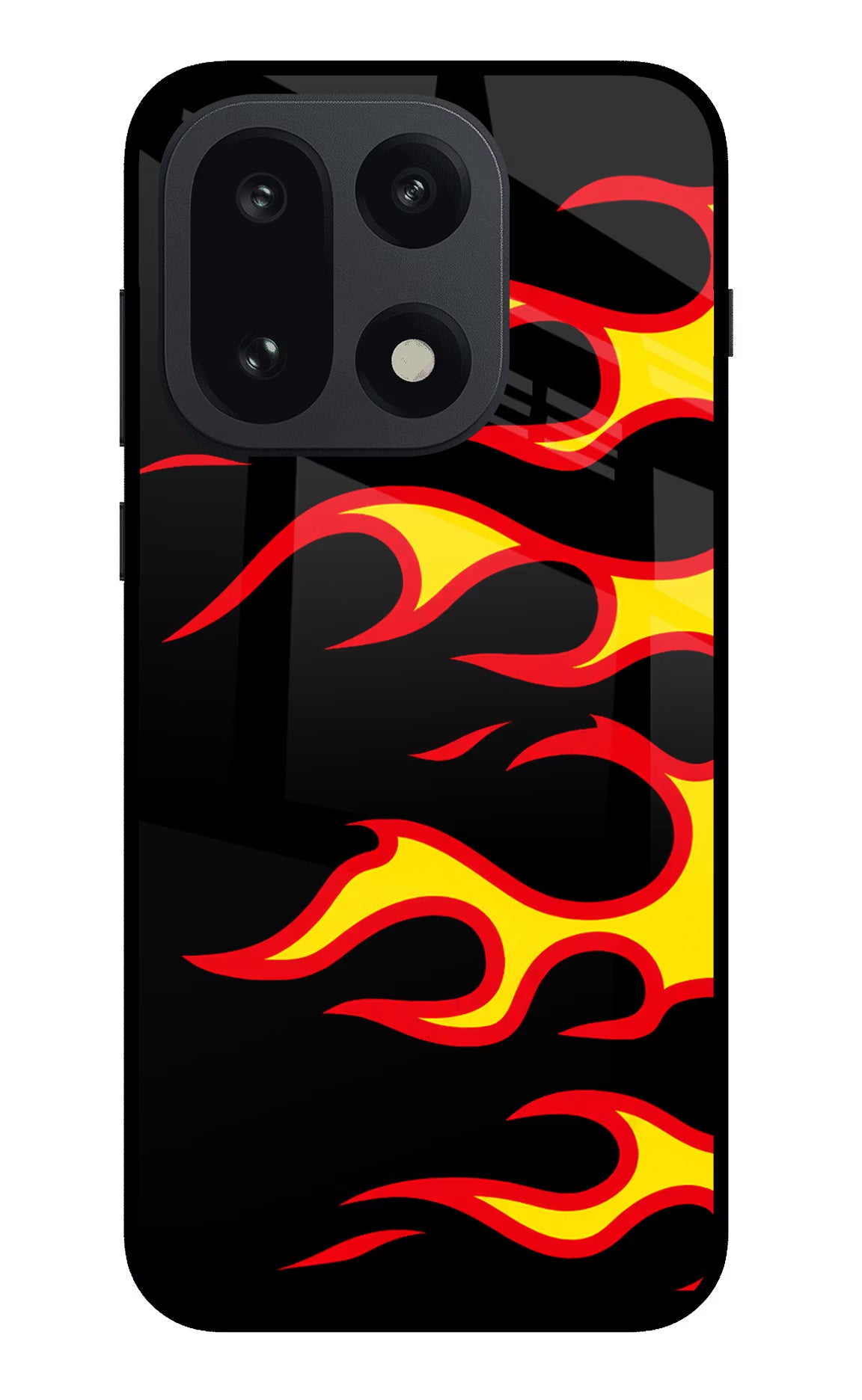 Side Sweep Flames OnePlus 15 Glass Case Back Cover by Casekaro