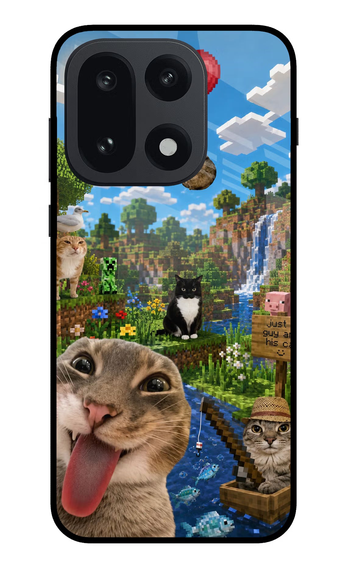 Minecraft Cat Chaos OnePlus 15 Glass Case