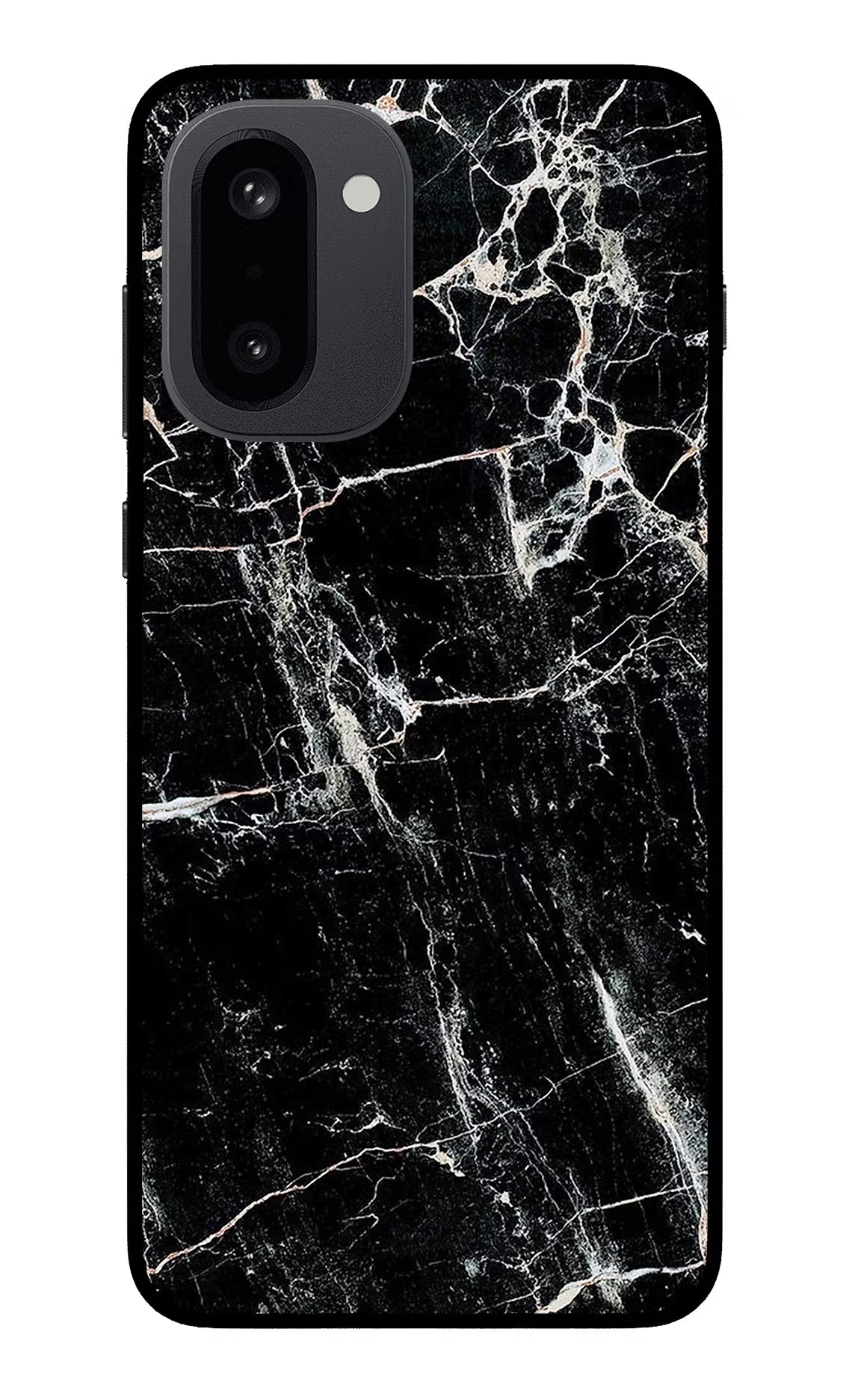 Black Marble Texture OnePlus 15R Glass Case Back Cover by Casekaro