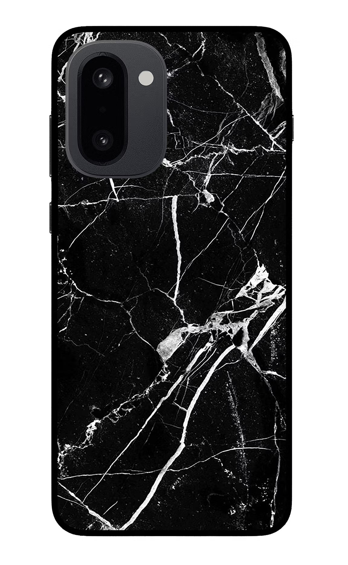 Black Marble Pattern OnePlus 15R Glass Case
