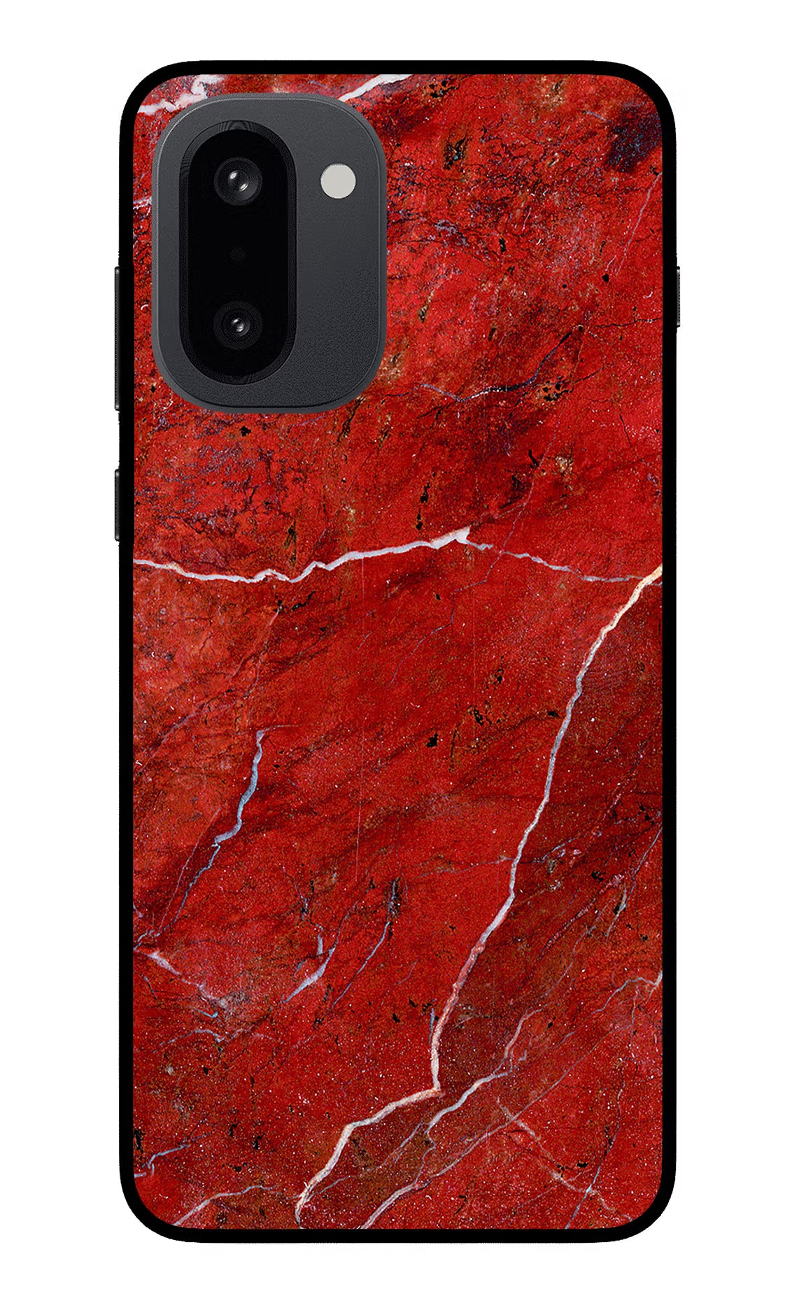 Red Marble Design OnePlus 15R Glass Case Back Cover by Casekaro