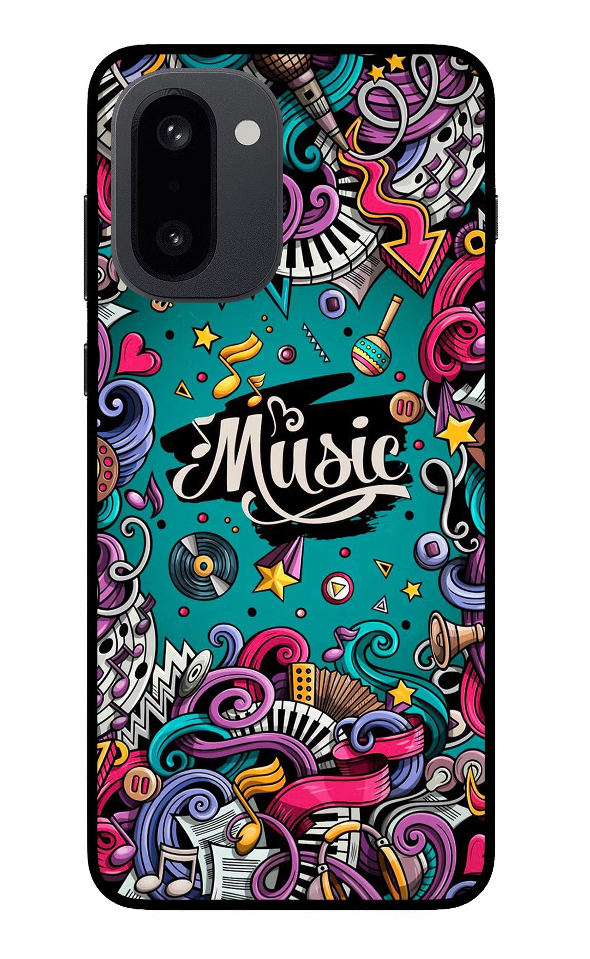 Music Graffiti OnePlus 15R Glass Case Back Cover by Casekaro
