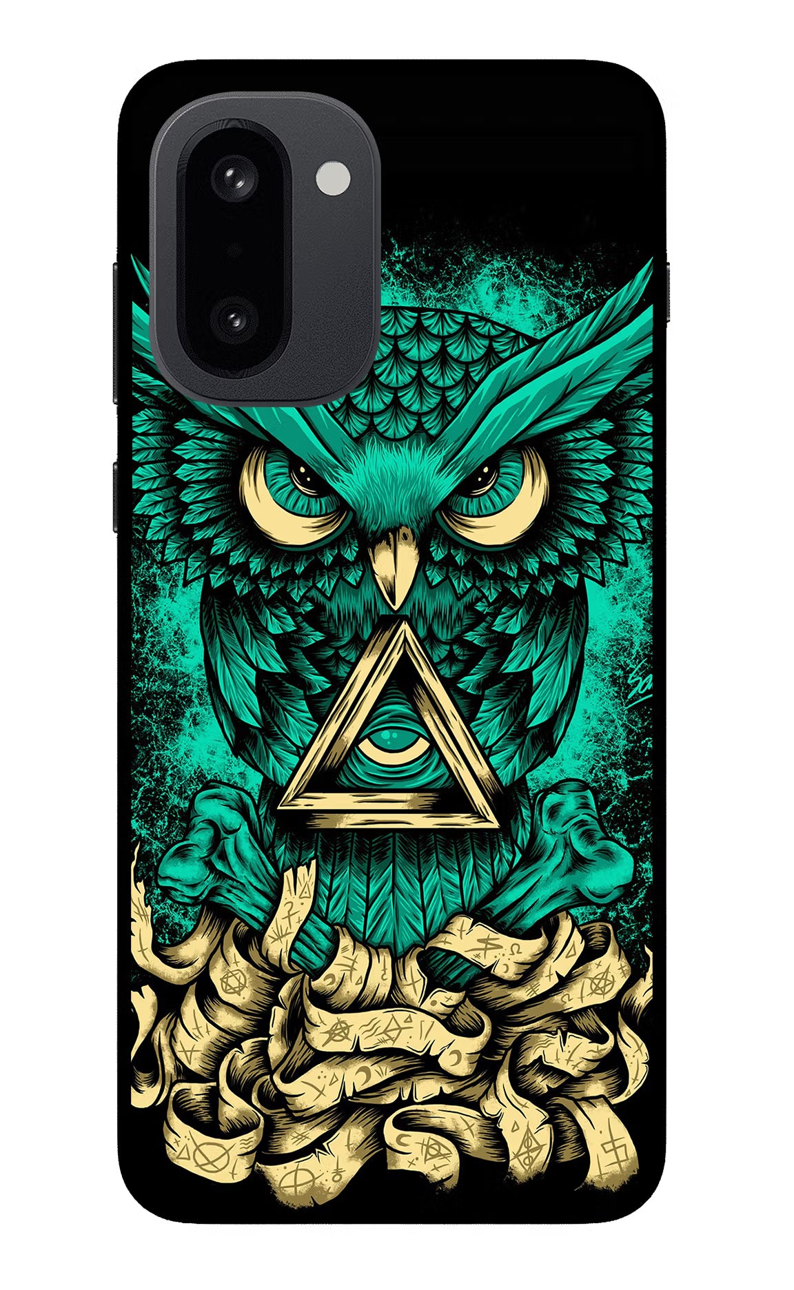 Green Owl OnePlus 15R Glass Case Back Cover by Casekaro