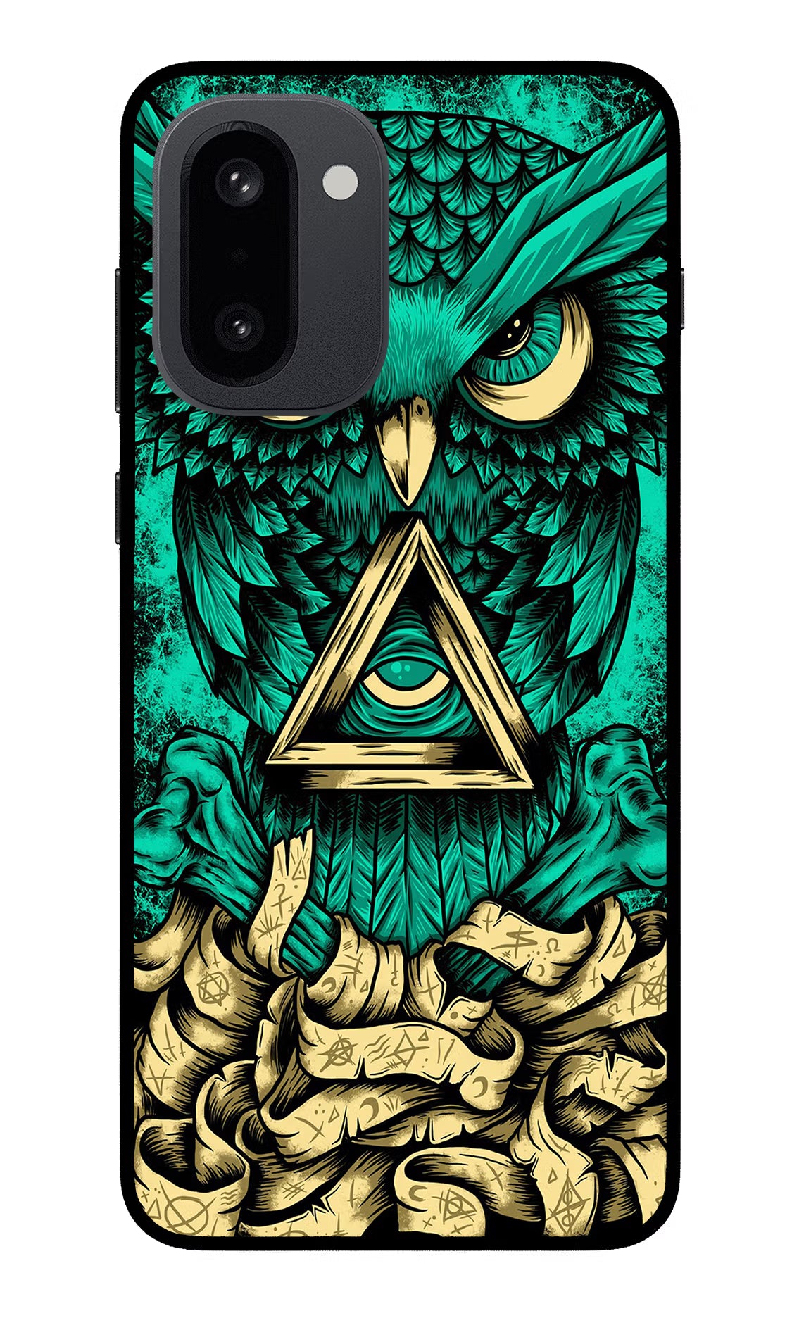 Green Owl OnePlus 15R Glass Case Back Cover by Casekaro