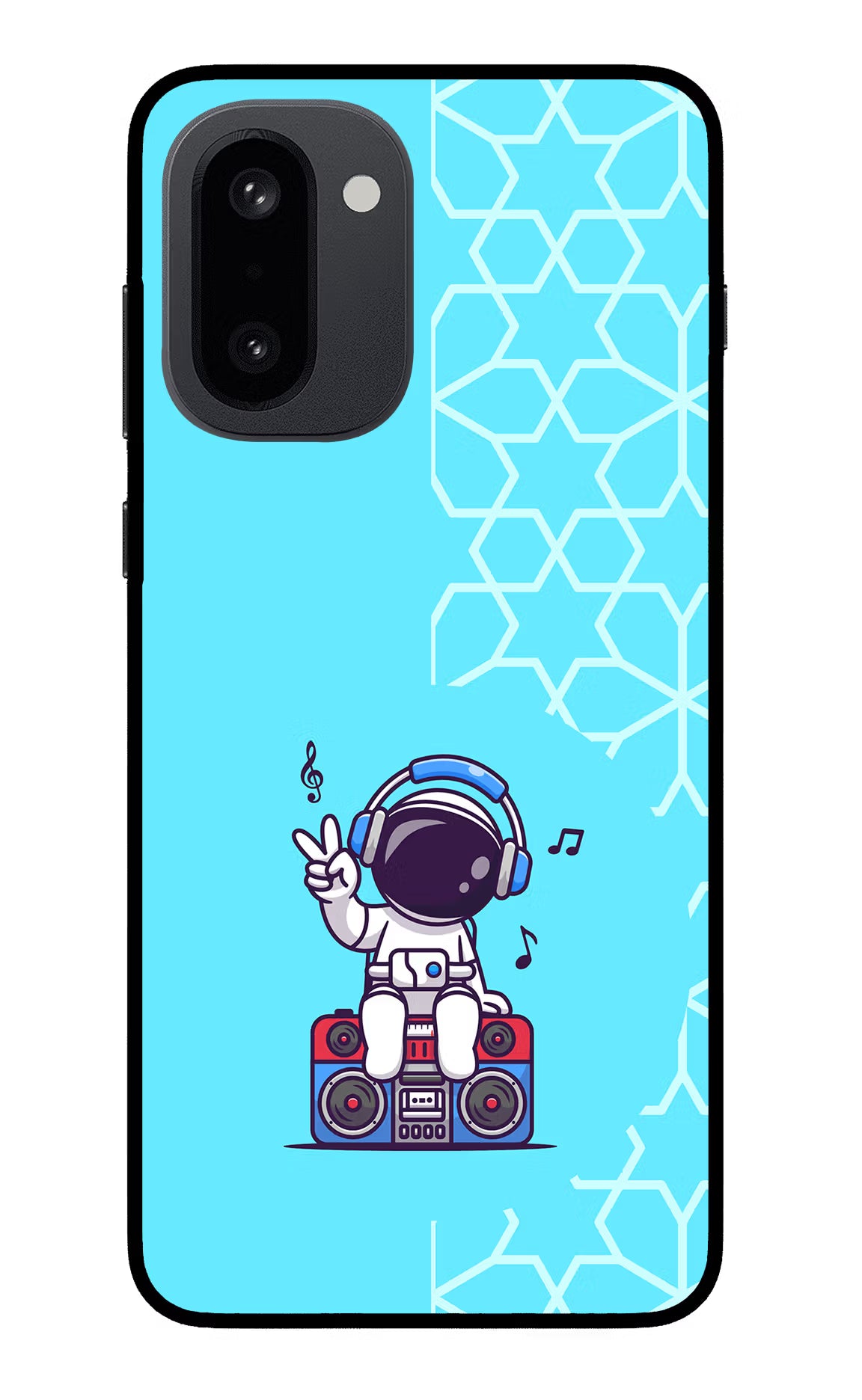 Cute Astronaut Chilling OnePlus 15R Glass Case Back Cover by Casekaro